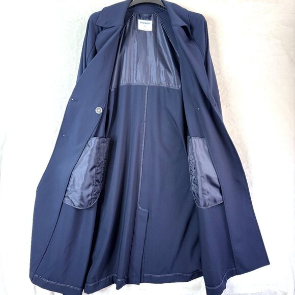 Old Navy Soft Volume Double Breasted Classic Trench Overcoat Womens XXL Blue NEW - Picture 3 of 5